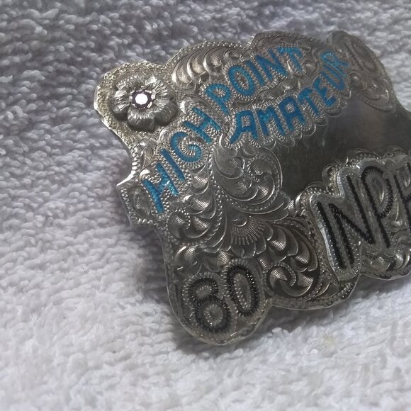 INPHC High Point Amateur 1980 Silver Buckle Flower Hanson Signed Vintage !! main image 8